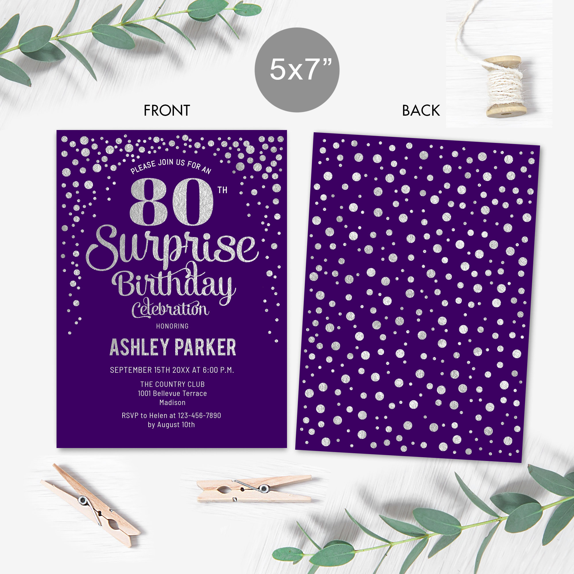 Editable 80th Surprise Birthday Invitation. INSTANT DOWNLOAD | Etsy