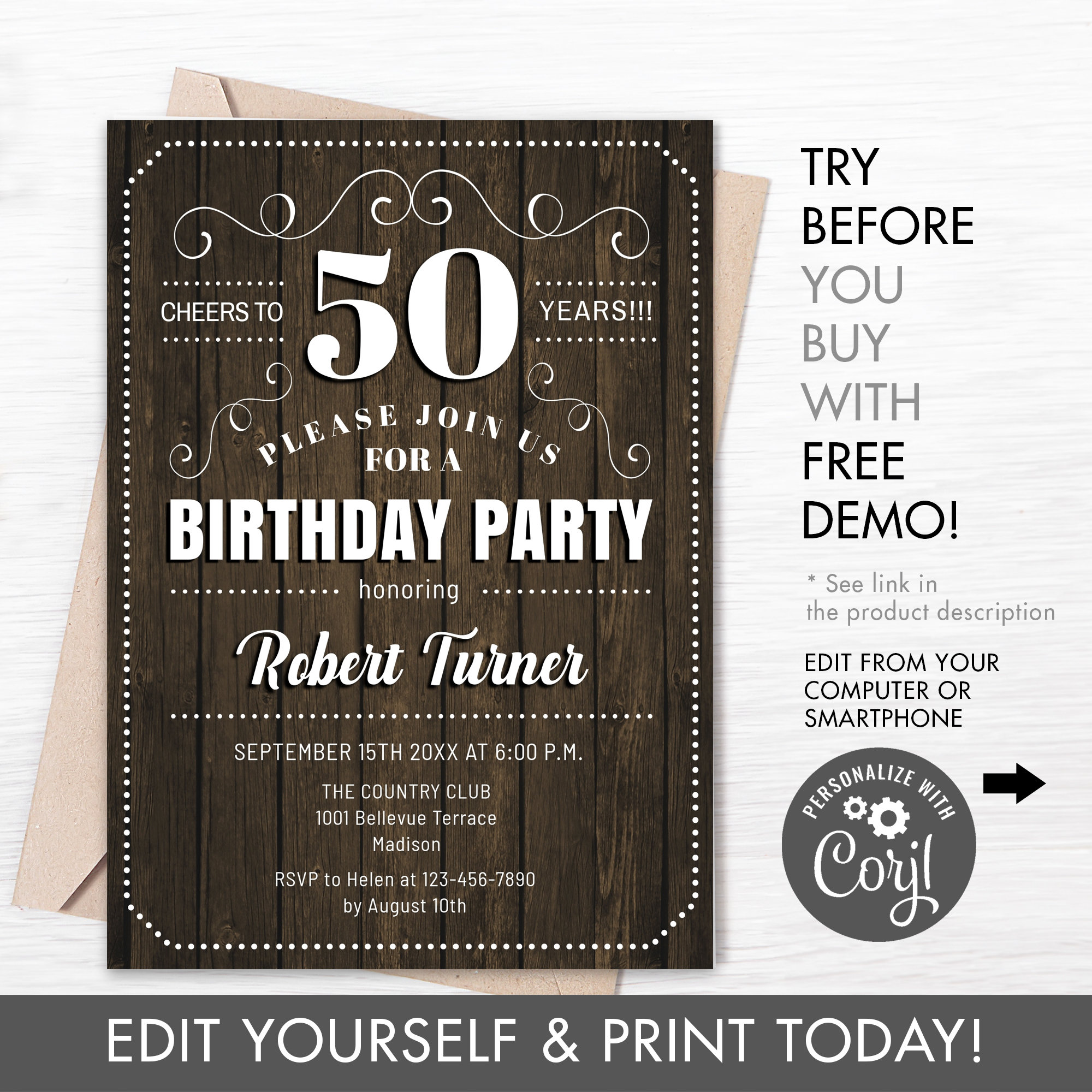 50th Birthday Invitation Templates Free Printable