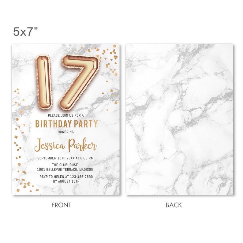 17th Birthday Party Invitation INSTANT DOWNLOAD Digital - Etsy