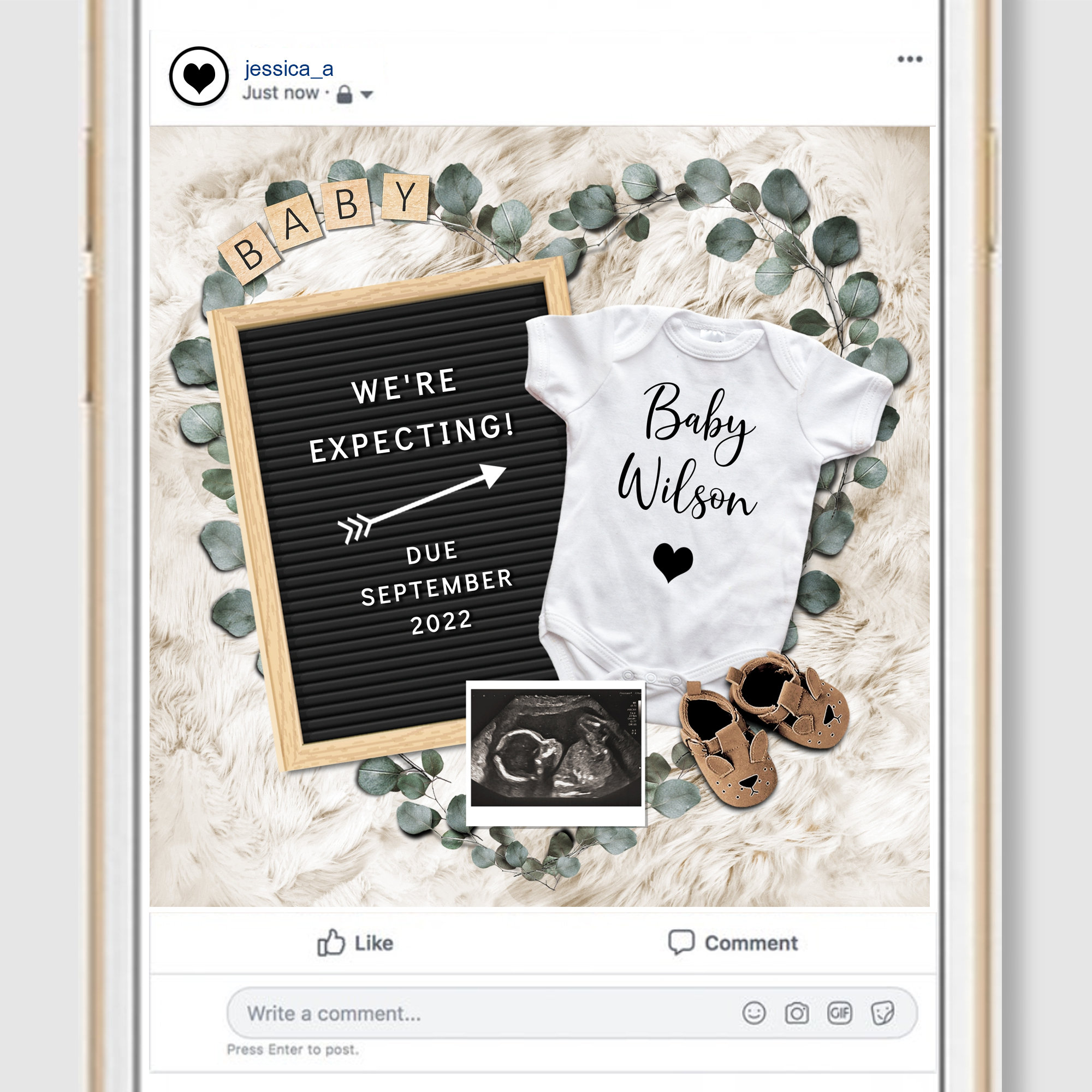 digital-pregnancy-announcement-social-media-gender-neutral-baby-reveal-pregnant-announcement-template-instagram-facebook-etsy