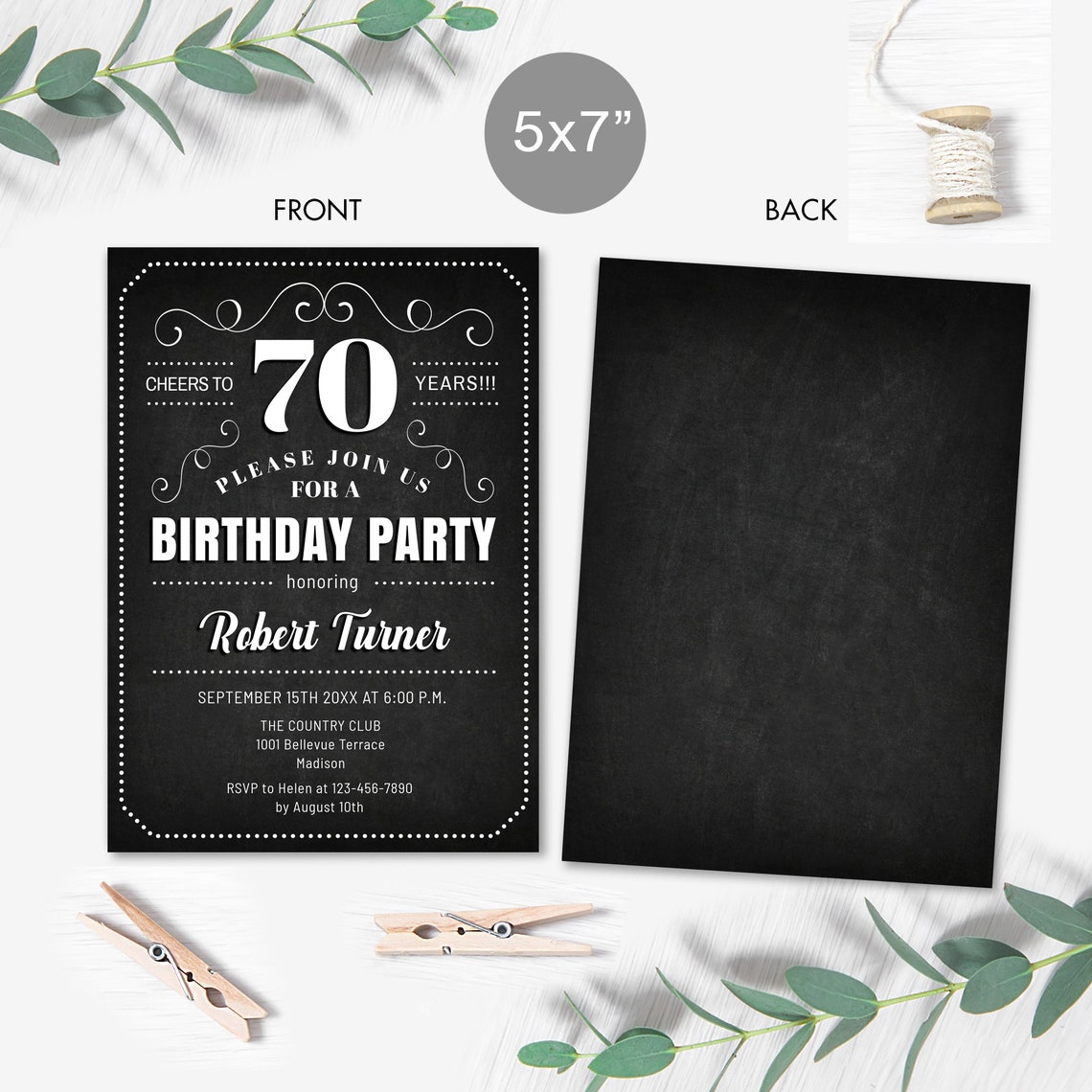 70th Birthday Party Invitation INSTANT DOWNLOAD Digital Etsy