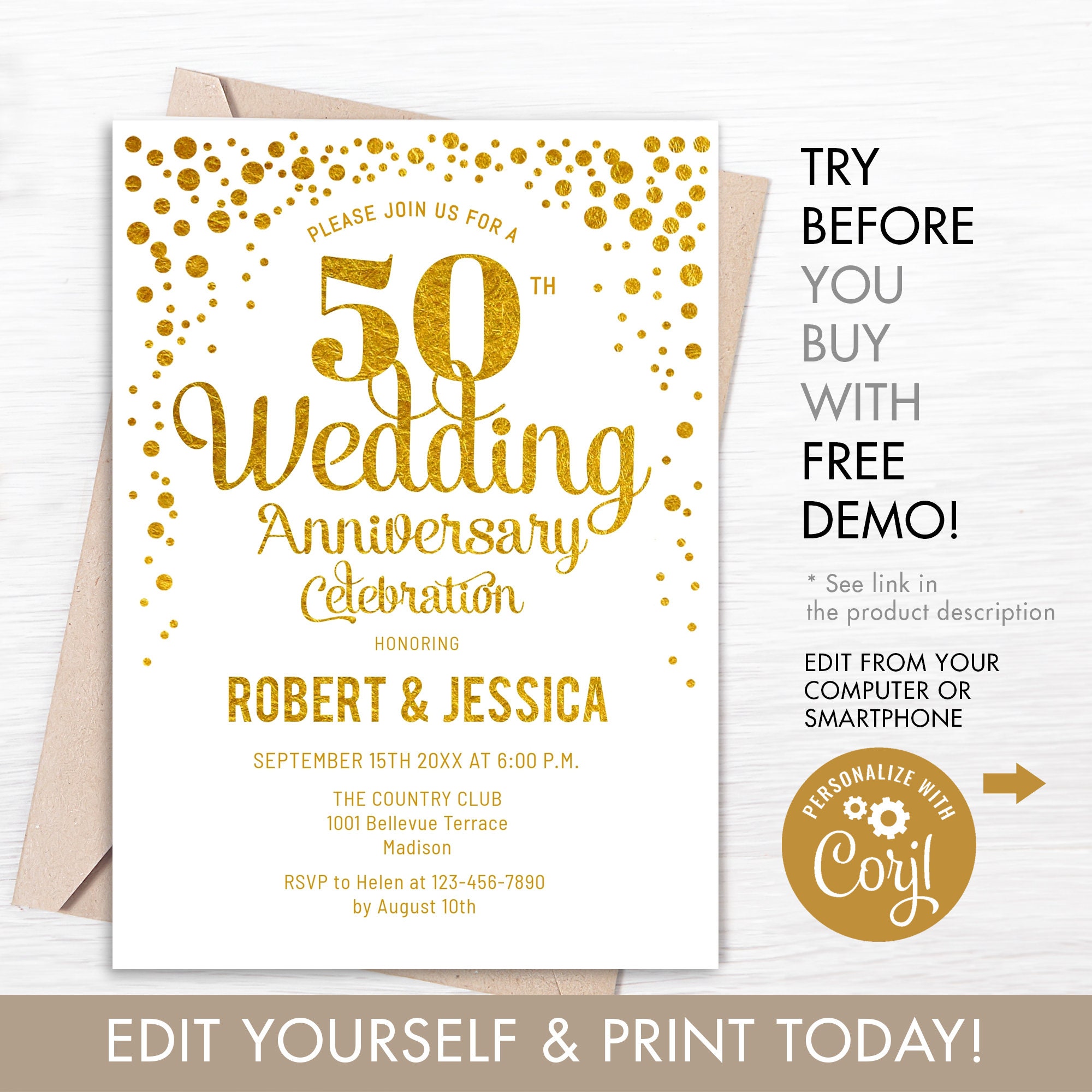Free Printable 50th Wedding Anniversary Invitations Free Printable 50th Wedding Anniversary Invitations