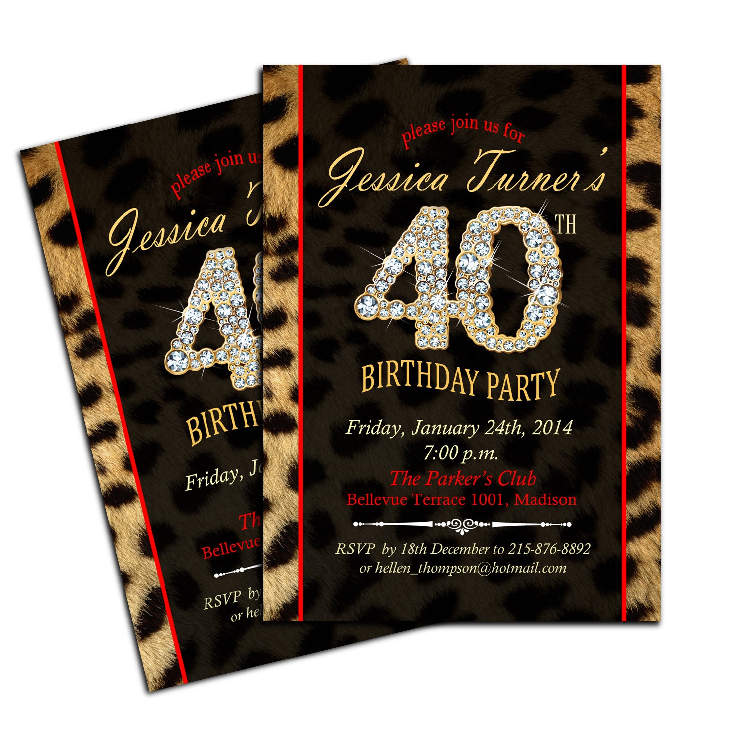 Leopard Print 40th Birthday Party Invitation Any Age Etsy