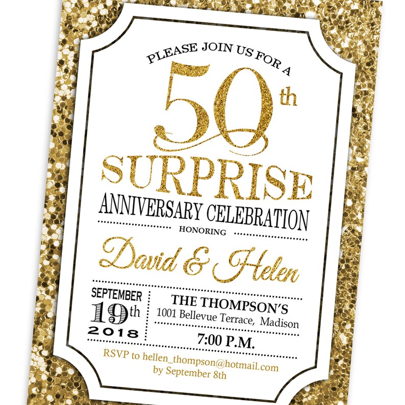 Surprise 50th Wedding Anniversary Invitation. Any Year. | Etsy