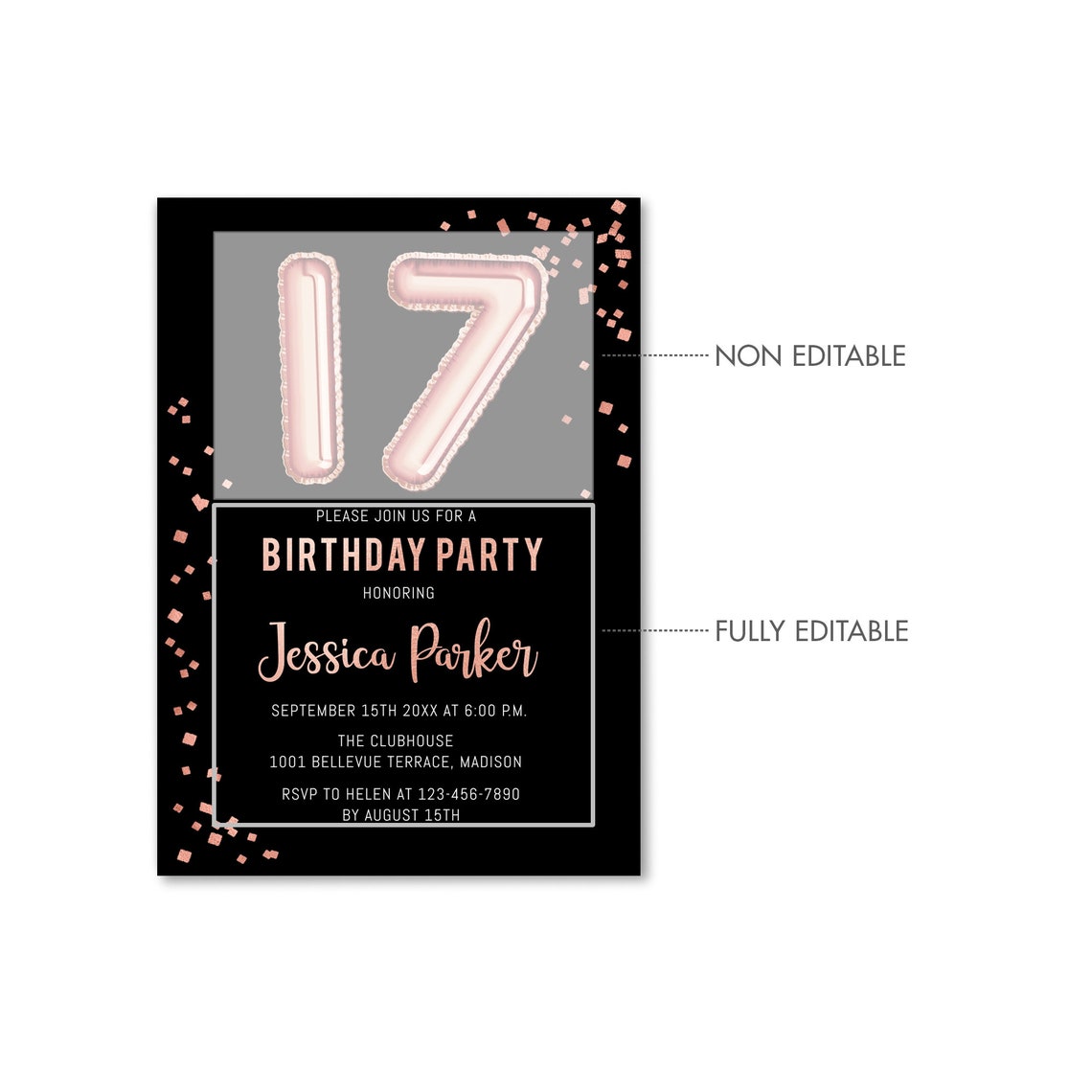 17th Birthday Party Invitation INSTANT DOWNLOAD Digital - Etsy