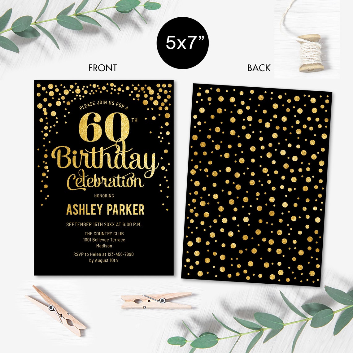60th Birthday Invitation INSTANT DOWNLOAD Digital Template. - Etsy Israel