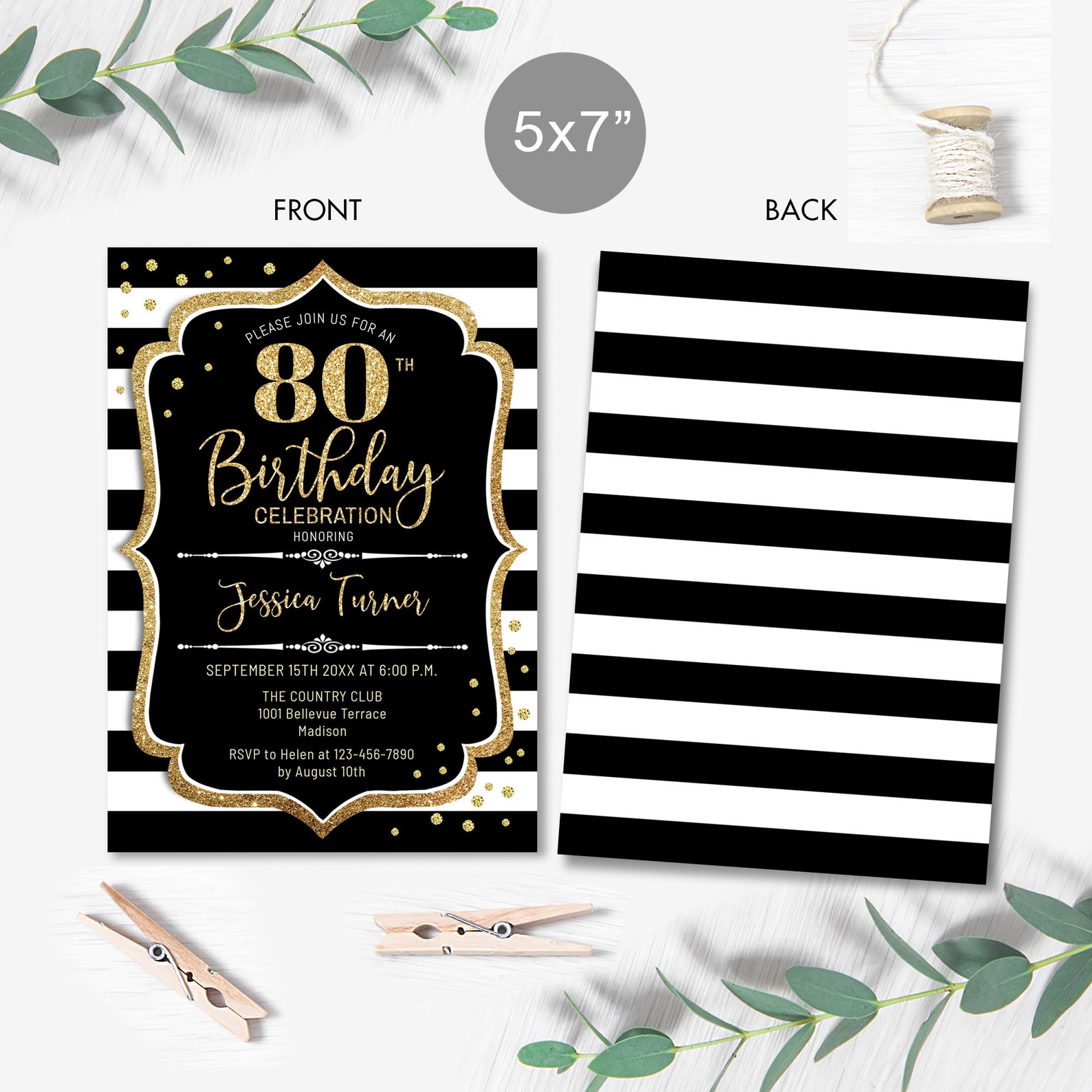 80th Birthday Invitation INSTANT DOWNLOAD Digital Template. - Etsy Canada