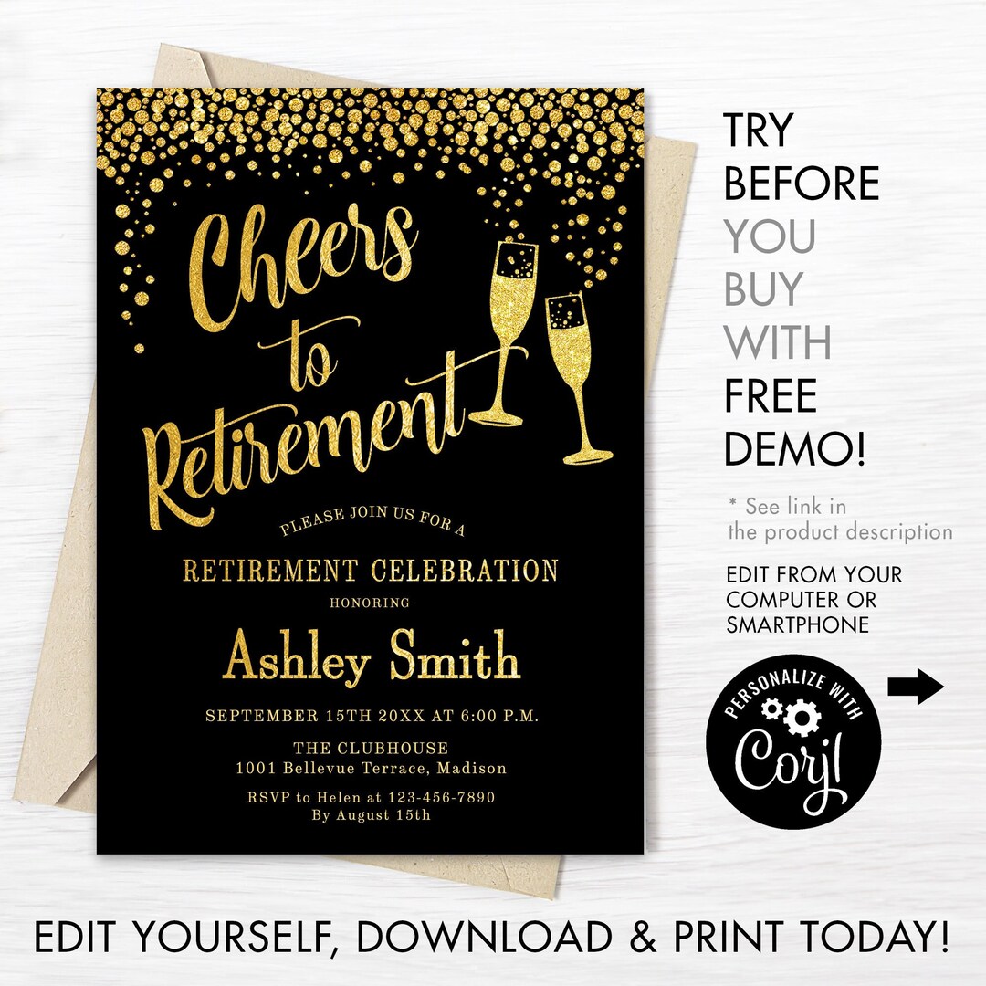 Retirement Party Invitation - INSTANT DOWNLOAD Digital Template ...