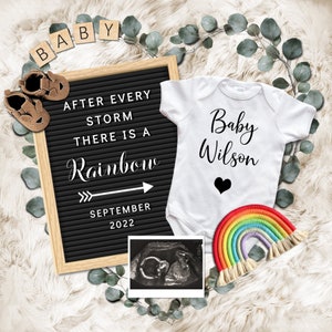 Digital Pregnancy Announcement. Rainbow Social Media Gender Neutral Baby Reveal. Pregnant Announcement Template. Instagram Facebook