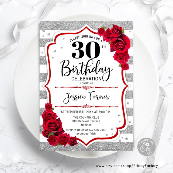 Invito per festa di compleanno glamour con palloncini glitterati oro bianco modificabile Facciamo festa, biglietto di auguri stampabile, modello Canva, download immediato - Italia