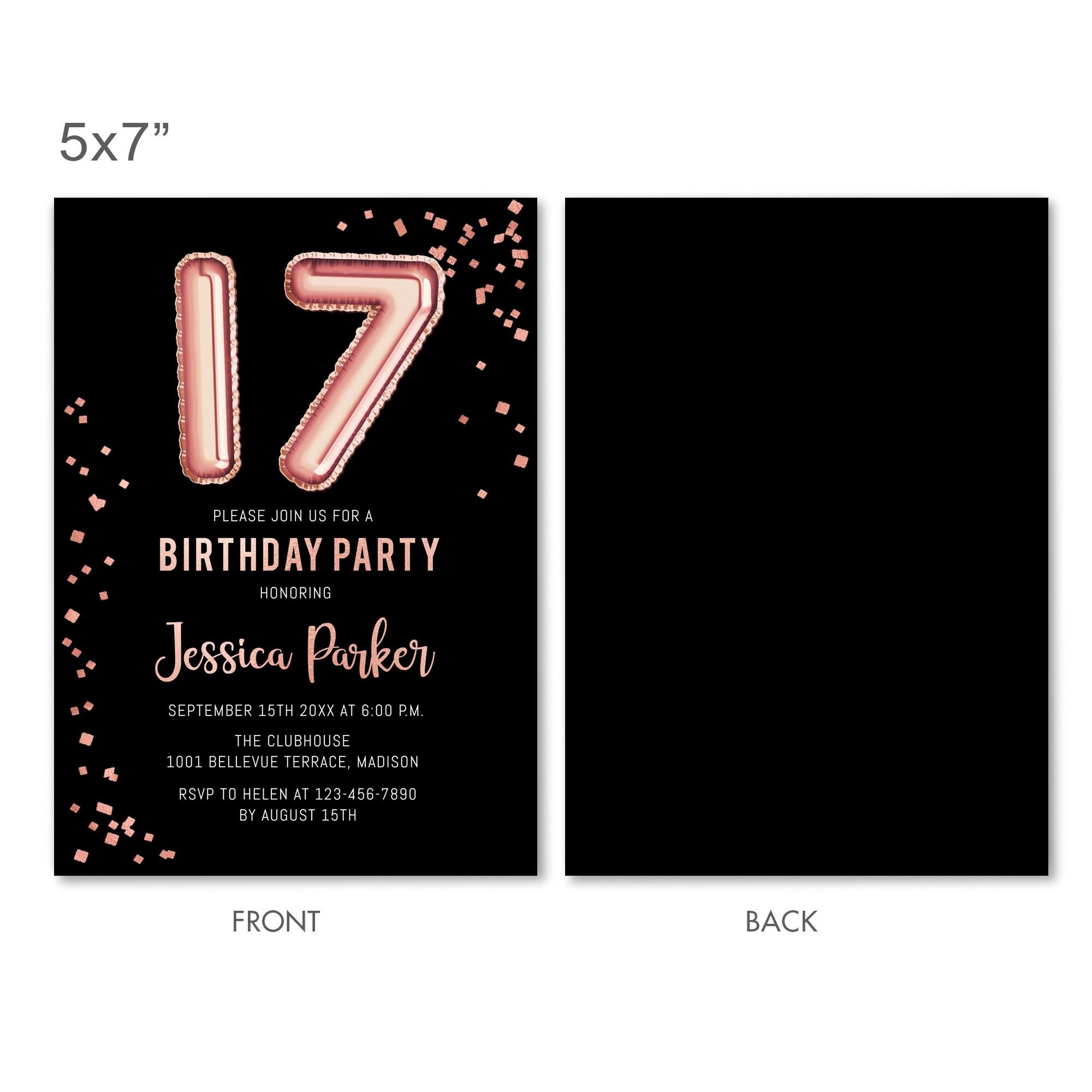 17th Birthday Party Invitation INSTANT DOWNLOAD Digital | Etsy