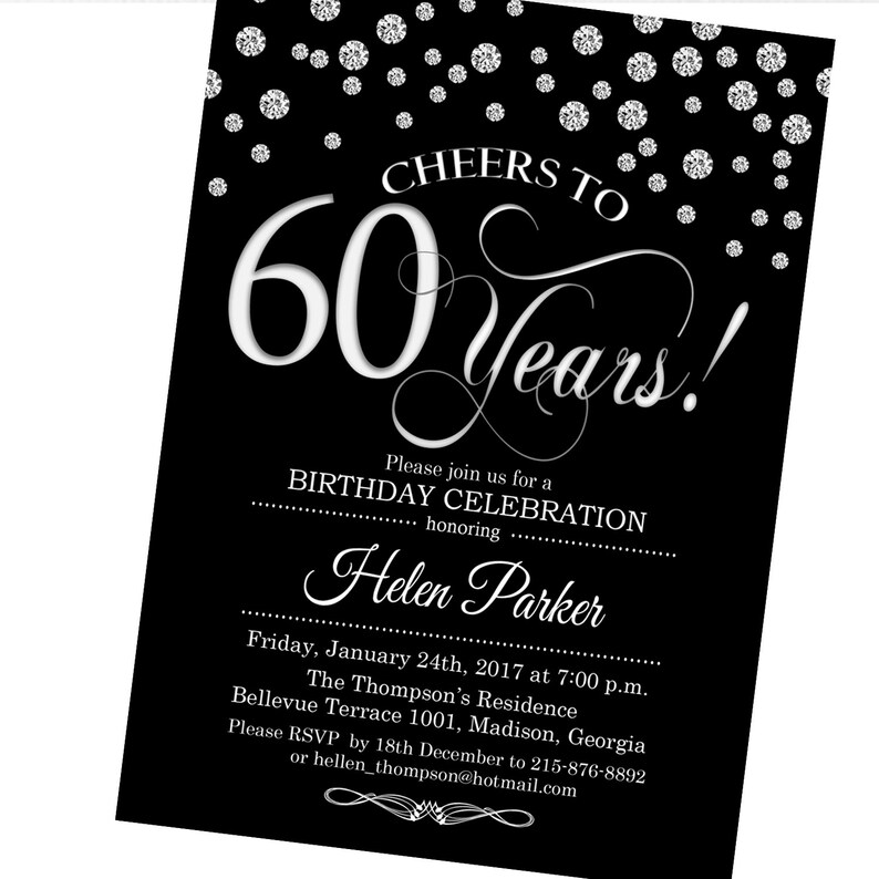 60th Birthday Invitation / Any Age / Cheers to 60 Years / | Etsy