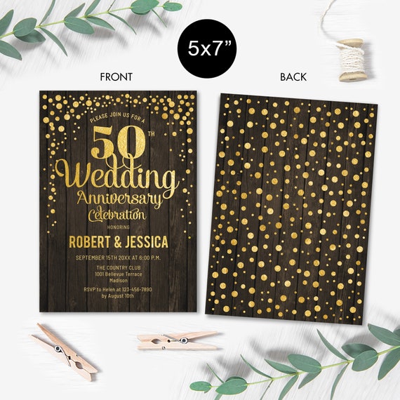 50 Wedding Invitation Cards size 5X7 Printed in Black with