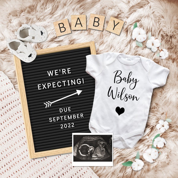 Digital Pregnancy Announcement. Social Media Gender Neutral Baby Reveal. DIY Pregnant Announcement. Instagram Facebook