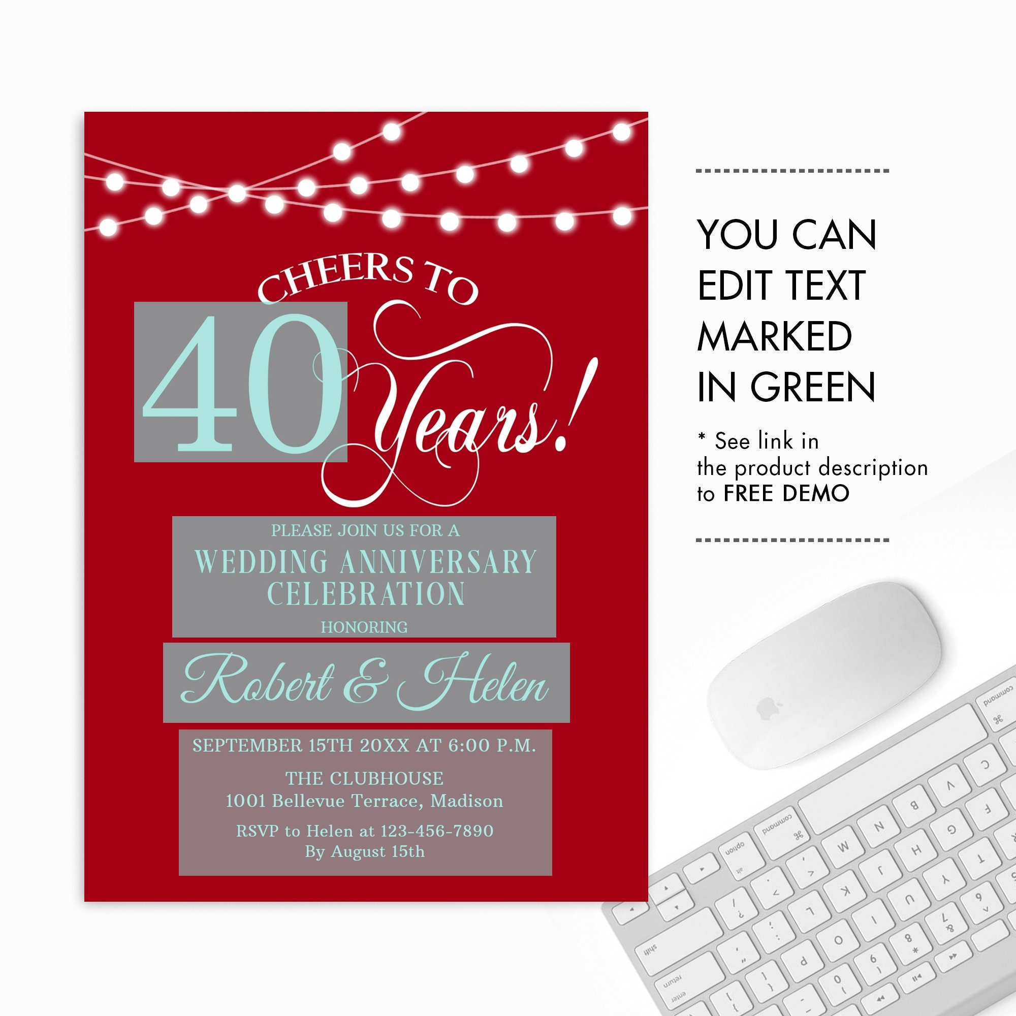 Kit 40 Inviti Matrimonio Fai-da-Te FOMTOR | Taglio Laser Vuoti Con Carta E Buste | 7x4.7 Pollici, Blu