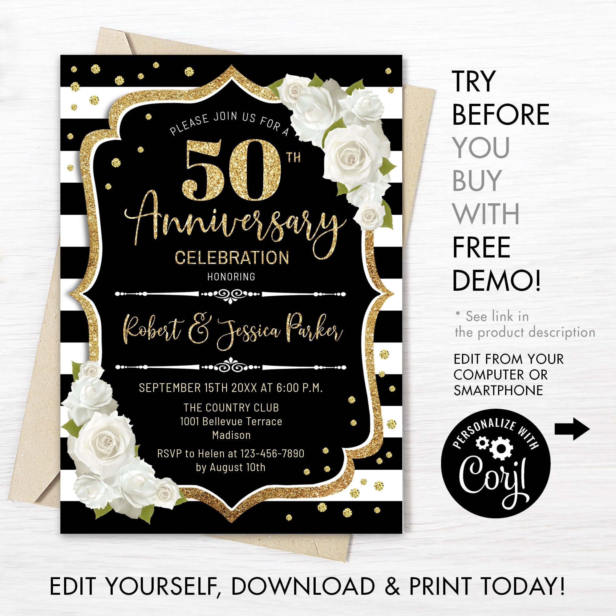 50° anniversario di matrimonio party kit digitale