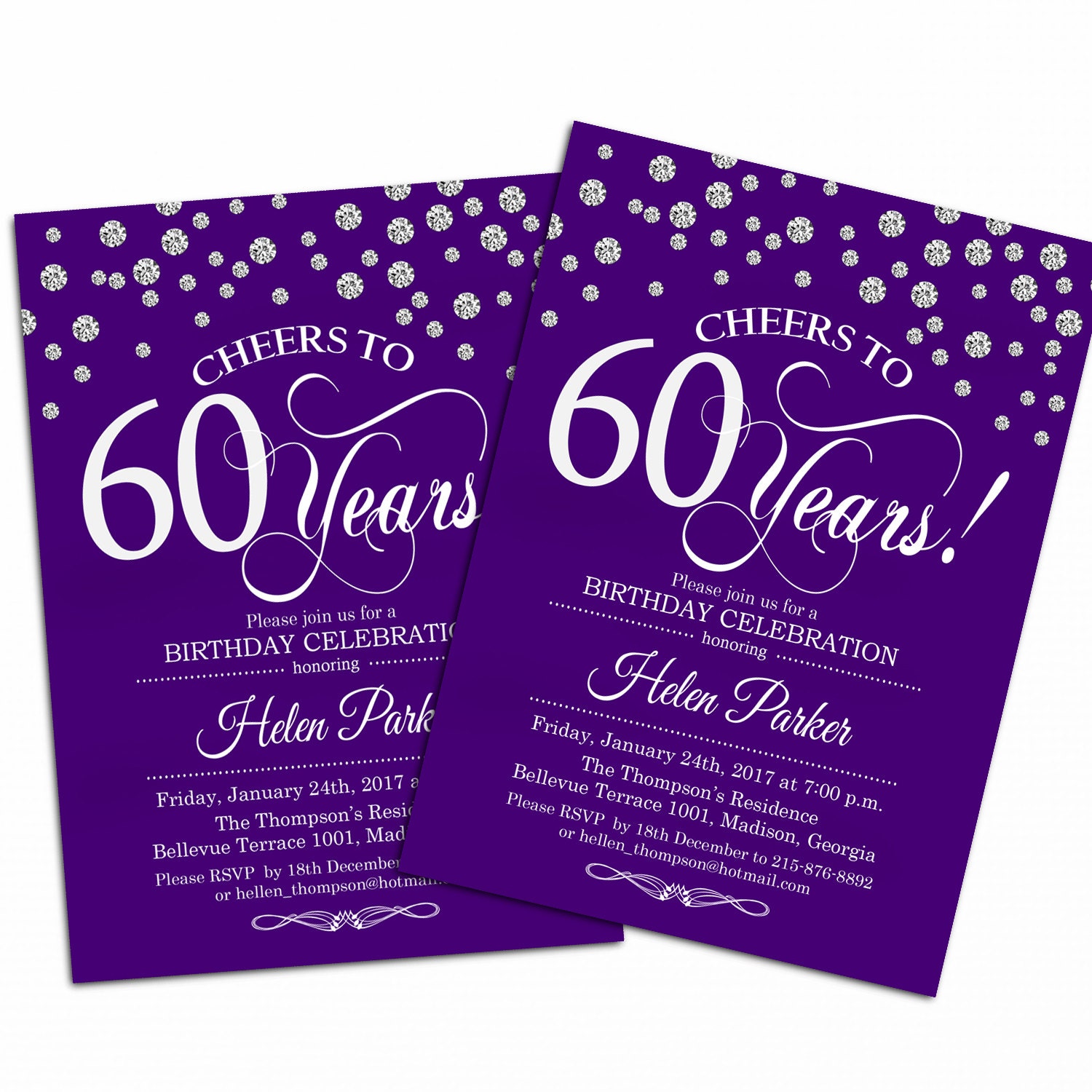 60th Birthday Invitation / Any Age / Cheers to 60 Years / | Etsy