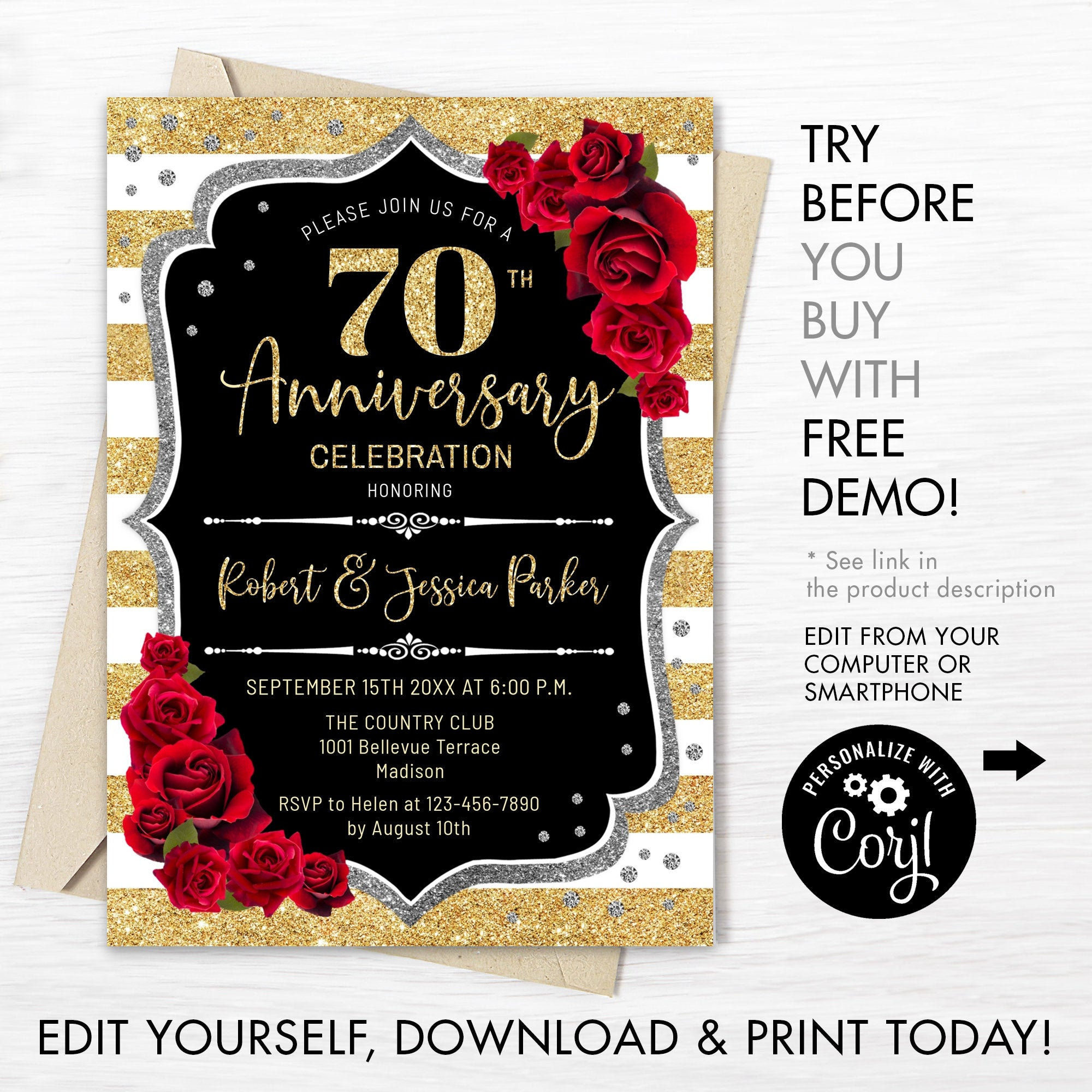 70th Anniversary Gift - Gold Text For Celebrating Wedding Anniversaries 70 Years Married Together 16x16 Inch Pillow Case Pc 154512 1