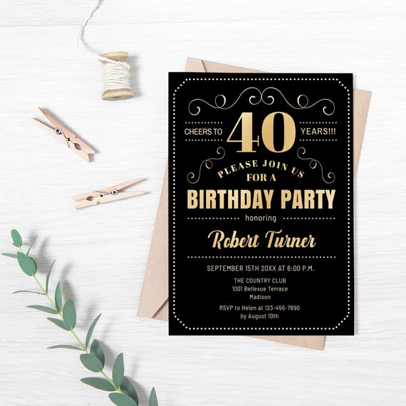 Plantilla de Invitación de Aniversario de Cumpleaños de 40 años