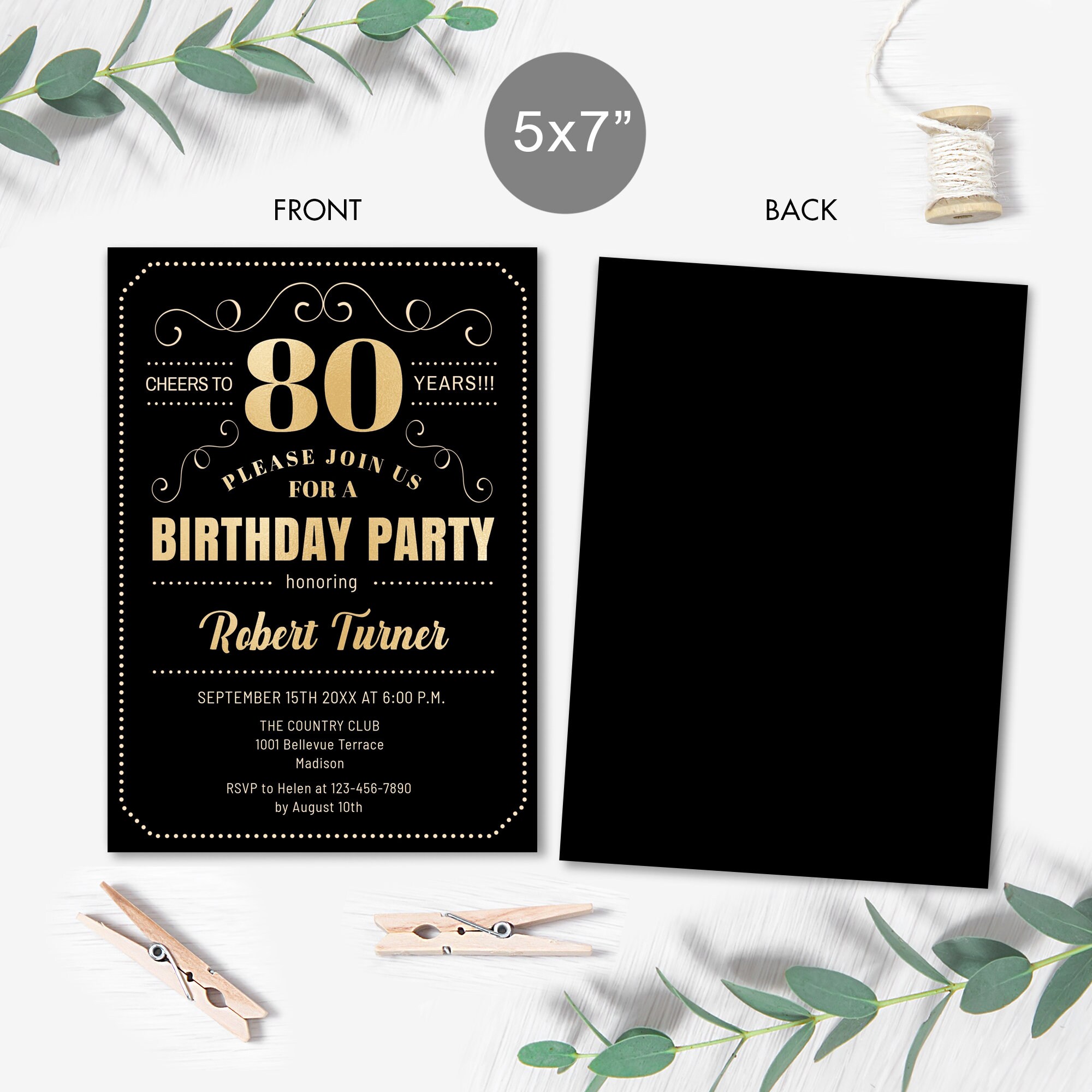 80th Birthday Party Invitation INSTANT DOWNLOAD Digital | Etsy