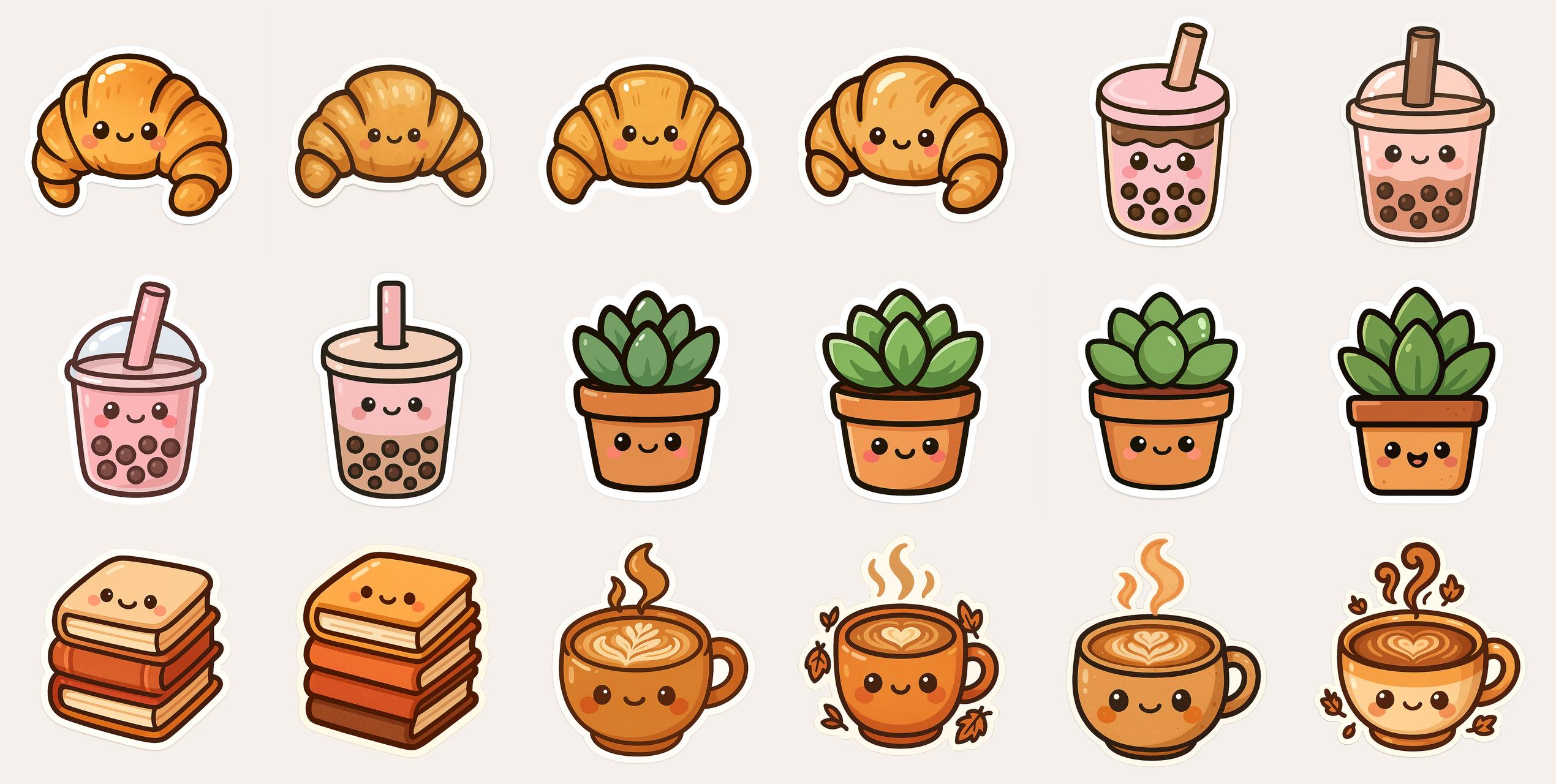 Cozy Cafe Digital Stickers PNG | Kawaii Coffee Planner Stickers | Cute ...