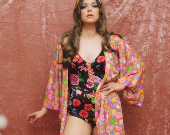 1970s Cole of California floral swimsuit