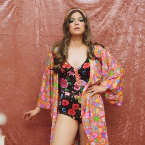 1970s Cole of California floral swimsuit image 1