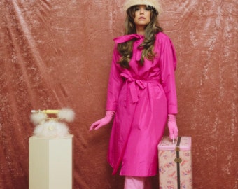 1960s hot pink silk dolman sleeve jacket