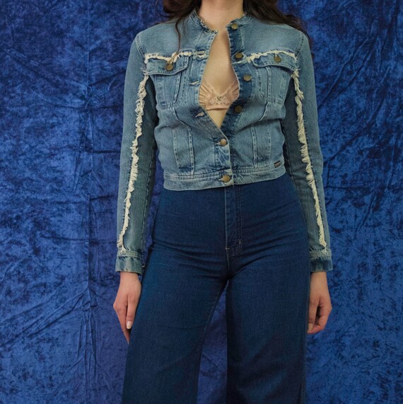 early 2000s Plein Sud frayed denim jacket - image 2