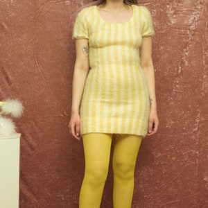 1960s peaches and cream striped mohair dress image 2