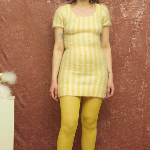 1960s peaches and cream striped mohair dress - image 2