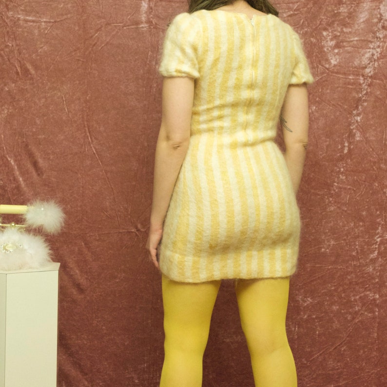 1960s peaches and cream striped mohair dress image 3