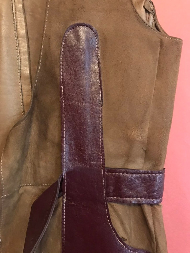 rare vintage 1960s John Stephen 'Sportive Male by Paul' Carnaby St brown suede leather belted vest image 4