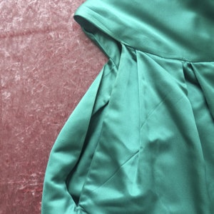 1960s teal satin tie front cape image 5