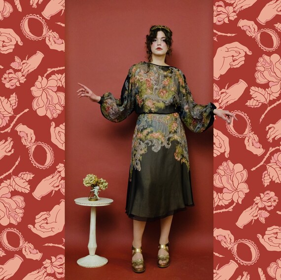 vintage 1980s Muney dolman peasant sleeve baroque