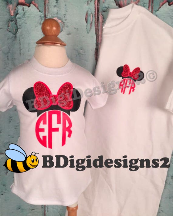 Minnie Mouse Monogram Heat Press Shirt Toddler/Girls/Womens | Etsy