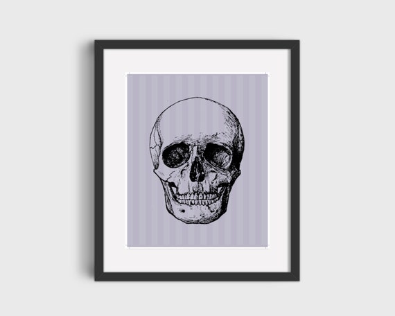 Skull With Stripes Goth Printable Wall Art Emo Alternative Etsy