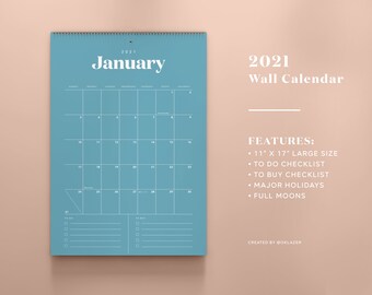 Large Wall Calendar Etsy 2021 paper wall calendar give away