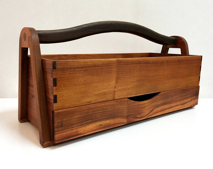Wood Tool Box Desk Organizer Retirement Walnut New Home Etsy