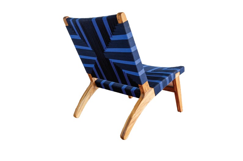 Midnight Blue Pattern Lounge Chair Mid Century Modern Etsy