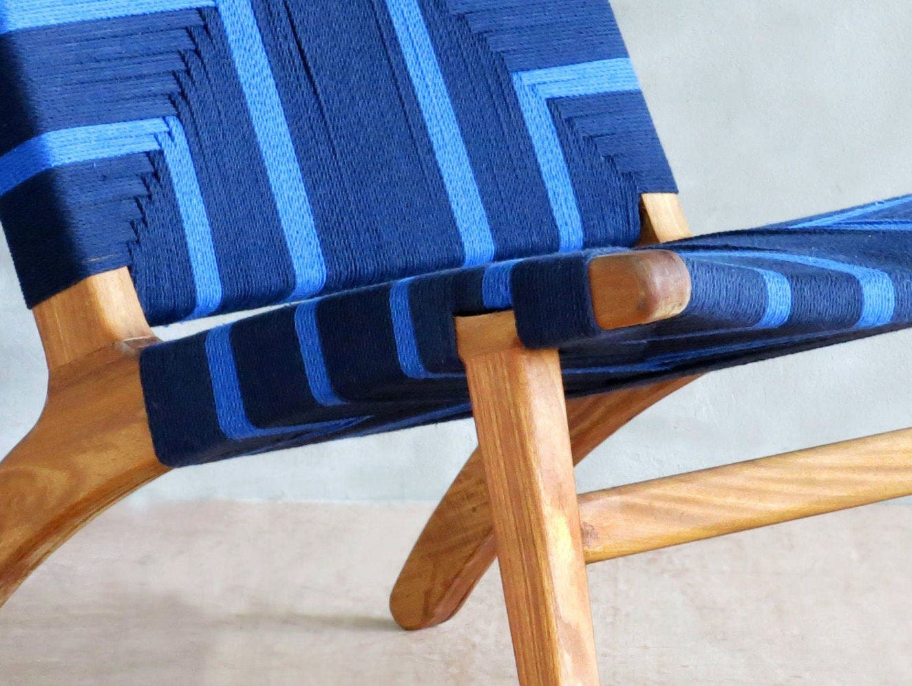 Handwoven Blue Pattern Lounge Chair mid century modern Etsy