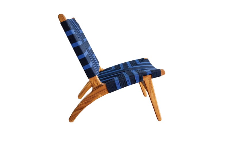 Midnight Blue Pattern Lounge Chair Mid Century Modern Etsy