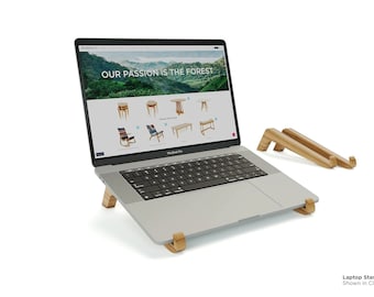 Wood, Laptop Station, Laptop Stand, Macbook Stand,  Fathers Day Gift, Portable  Stand, Graduation Gift, sustainable sourced hardwoods