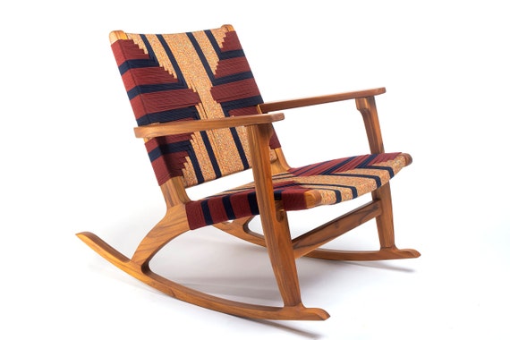 Custom Handmade Rocking Chair Woven Pattern Eco Friendly Etsy