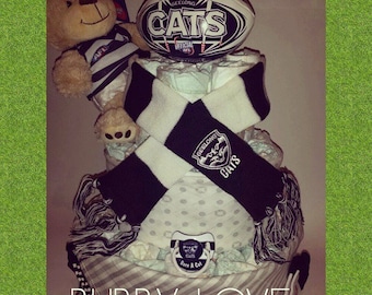 AFL Themed 3 Tier Nappy Cake - perfect baby shower gift for AFL fans!
