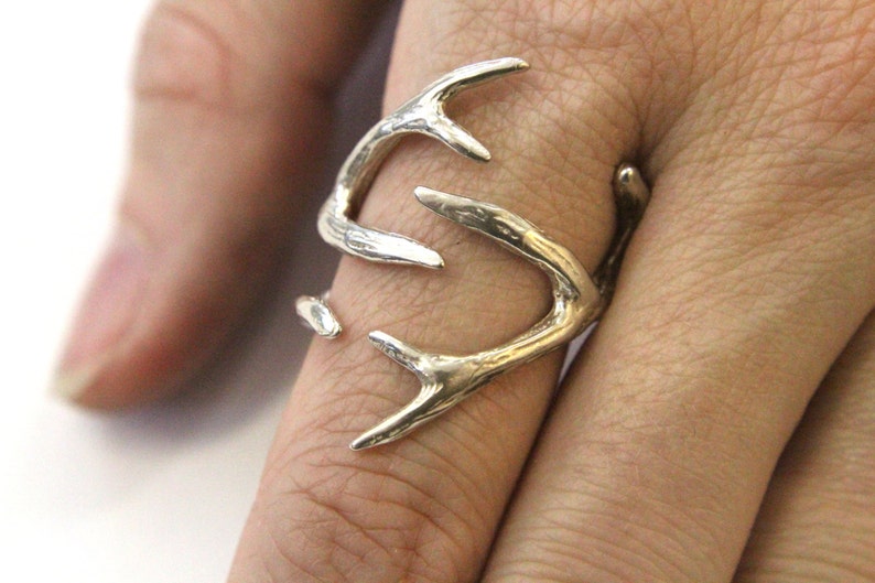 Silver Deer Antler Ring Silver Deer Horn Ring Antler Horn Etsy