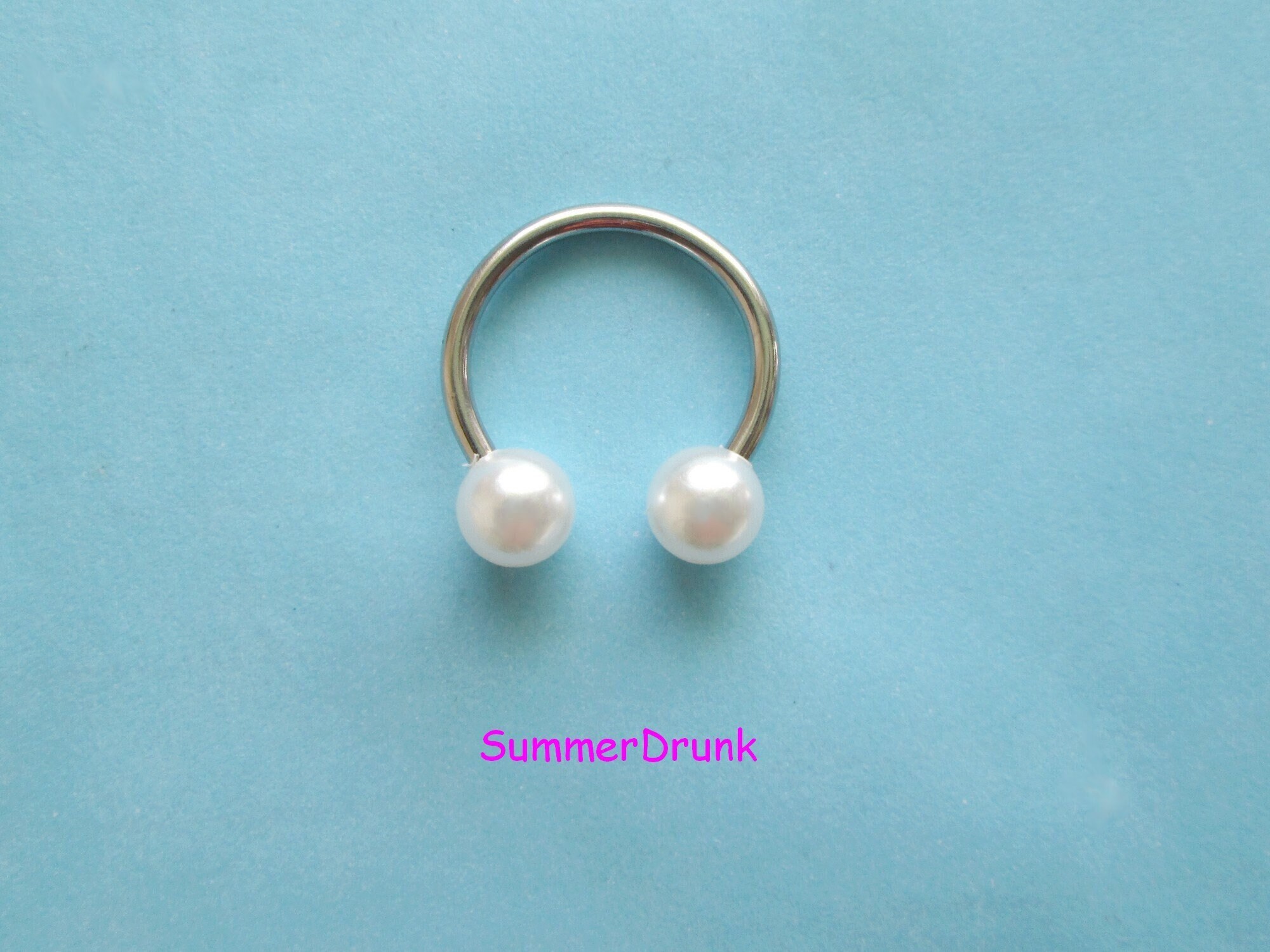 Semi Hoop Nipple Rings. Pearl Nipple Piercings. Etsy UK