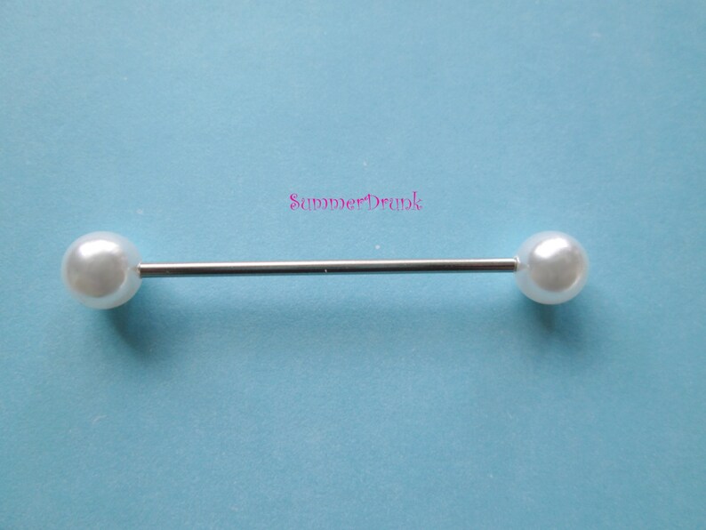 Pearl Industrial Piercingindustrial Barbell. 14 Ga Barbell Etsy