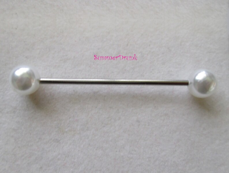 Pearl Industrial Piercingindustrial Barbell. 14 Ga Barbell Etsy