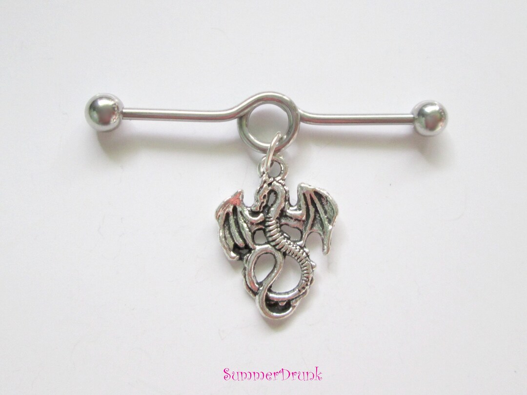 Dragon Industrial Piercing 14GA Barbell Industrial Ring Etsy
